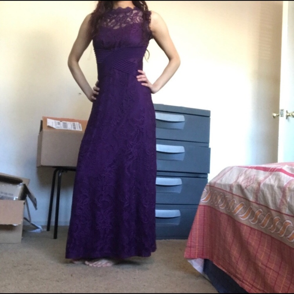 Purple lace maxi dress